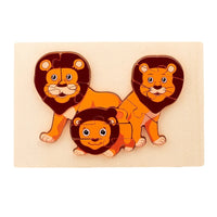 Lion family puzzle with orange lion and cubs