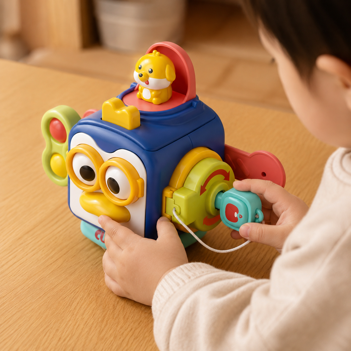 Activity Cube 6-in-1 Toddler Sensory Toy - utilisation close up