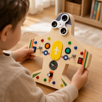 Airplane Busy Board LED Switch Toy - utilisation close up