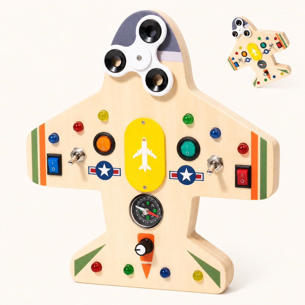 Airplane Busy Board LED Switch Toy - image principale