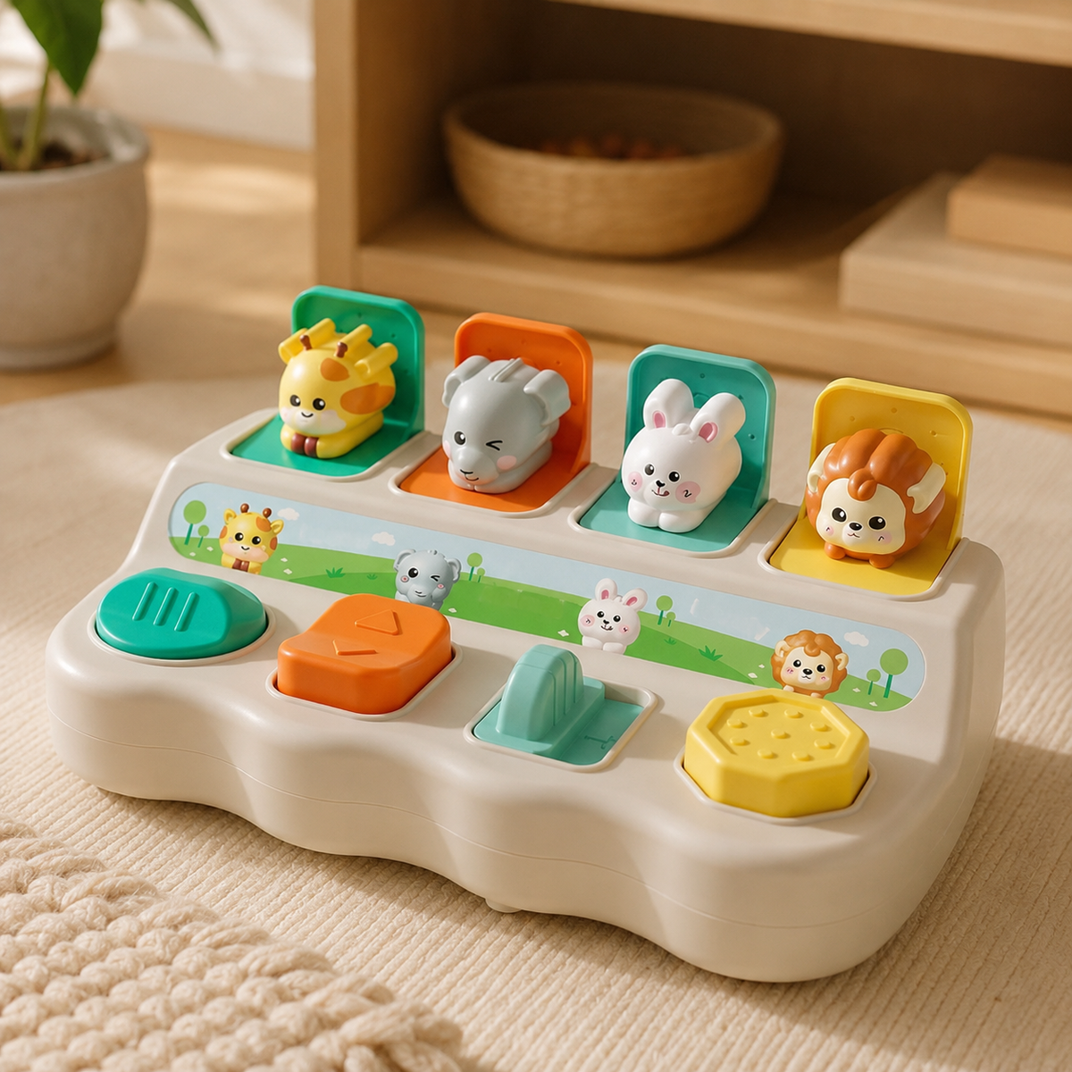 Animal Puzzle Box Pop-Up Hide and Seek Toy - objet surface réelle