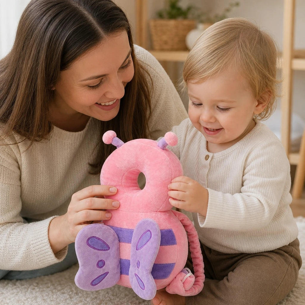 Child playing with the Baby Head Protector Bee Design Walking Safety Pillow