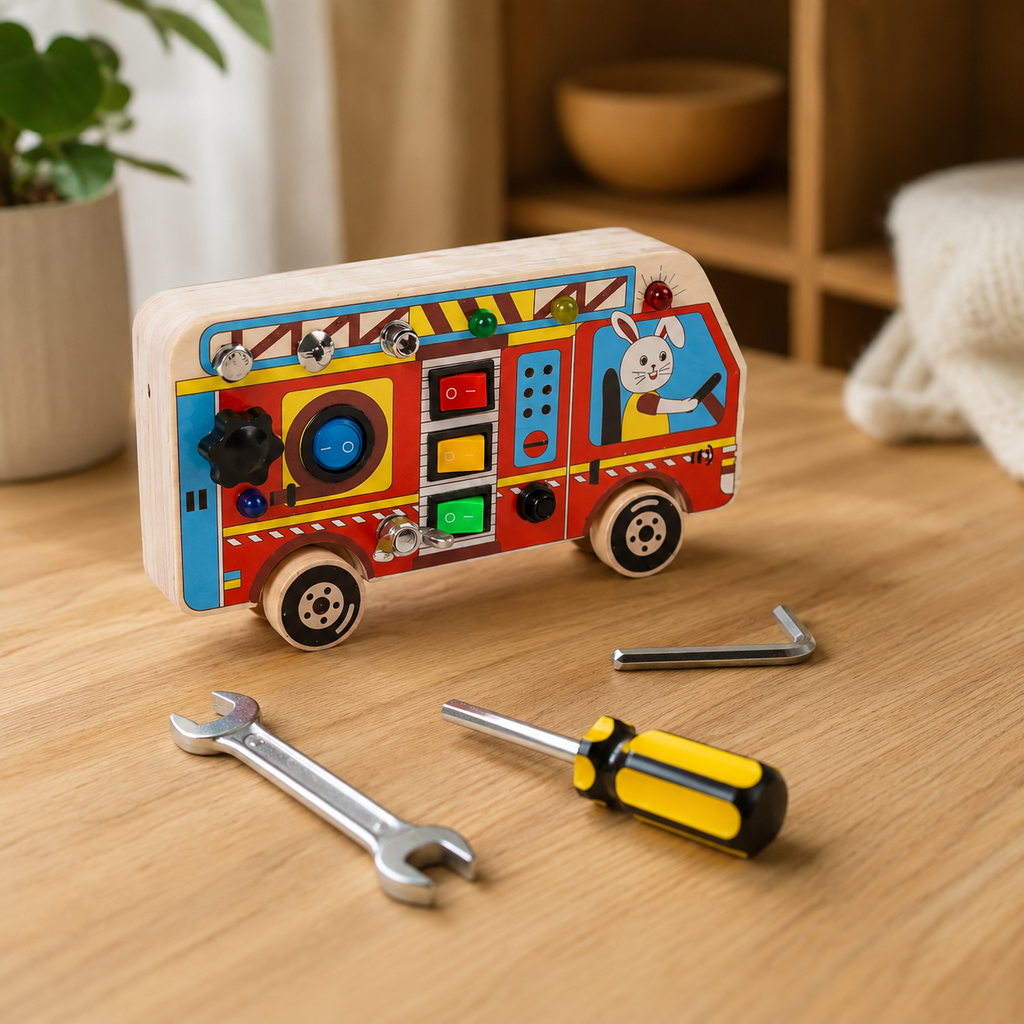 Busy Board Fire Truck with LED Lights & Switches — view 2
