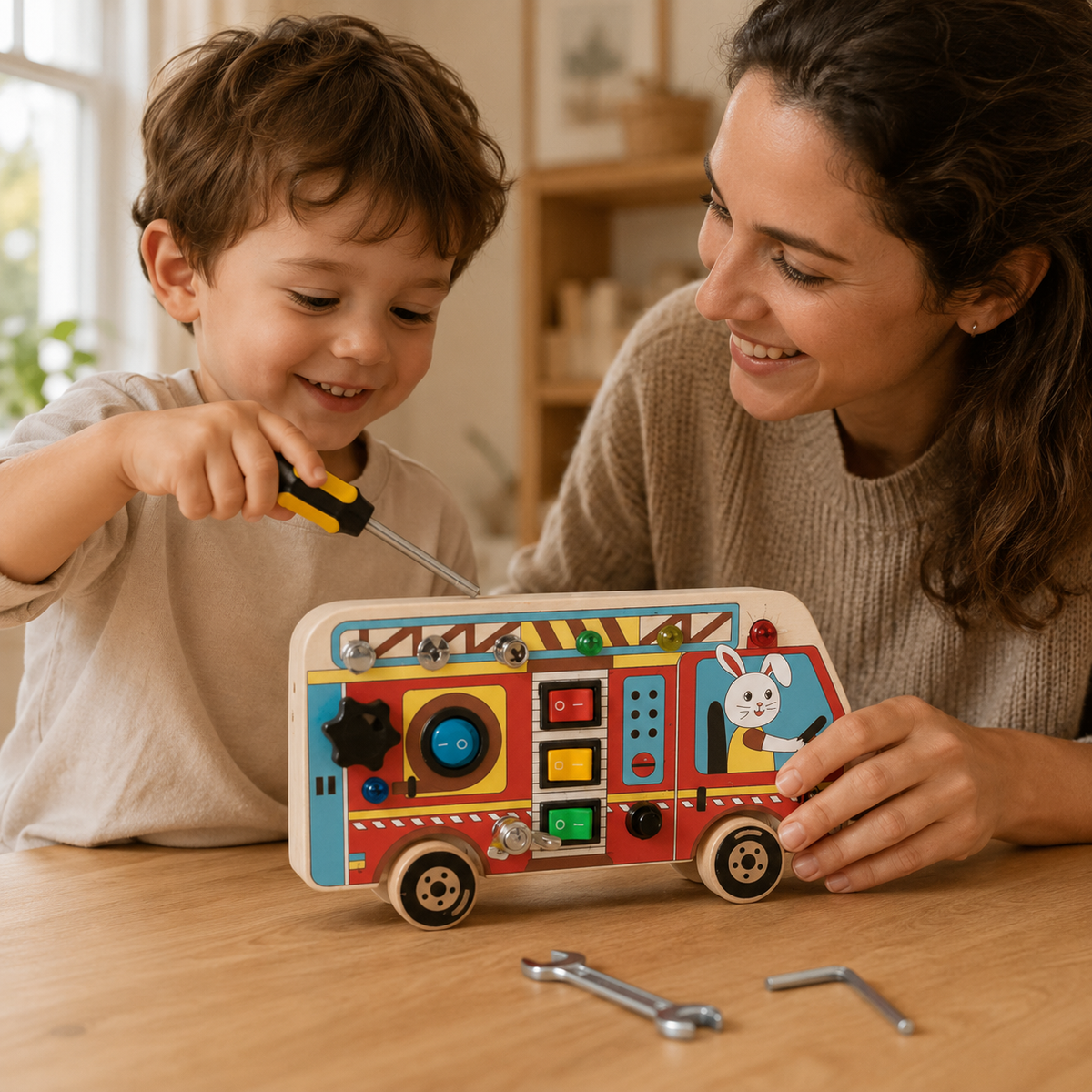 Busy Board Fire Truck with LED Lights & Switches — view 3