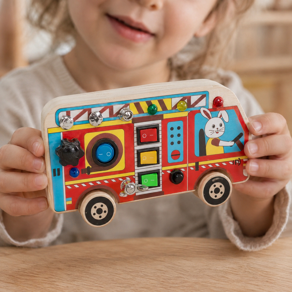 Busy Board Fire Truck with LED Lights & Switches — view 4