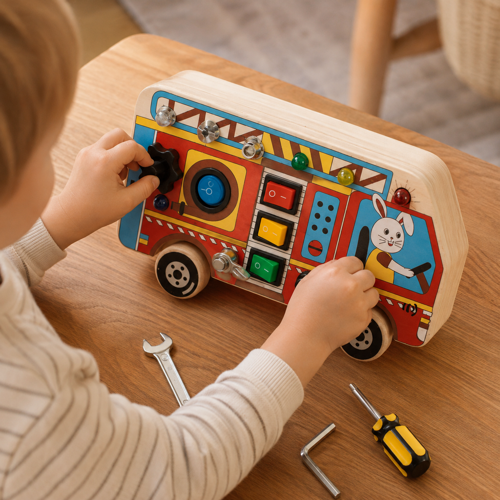 Busy Board Fire Truck with LED Lights & Switches — view 5