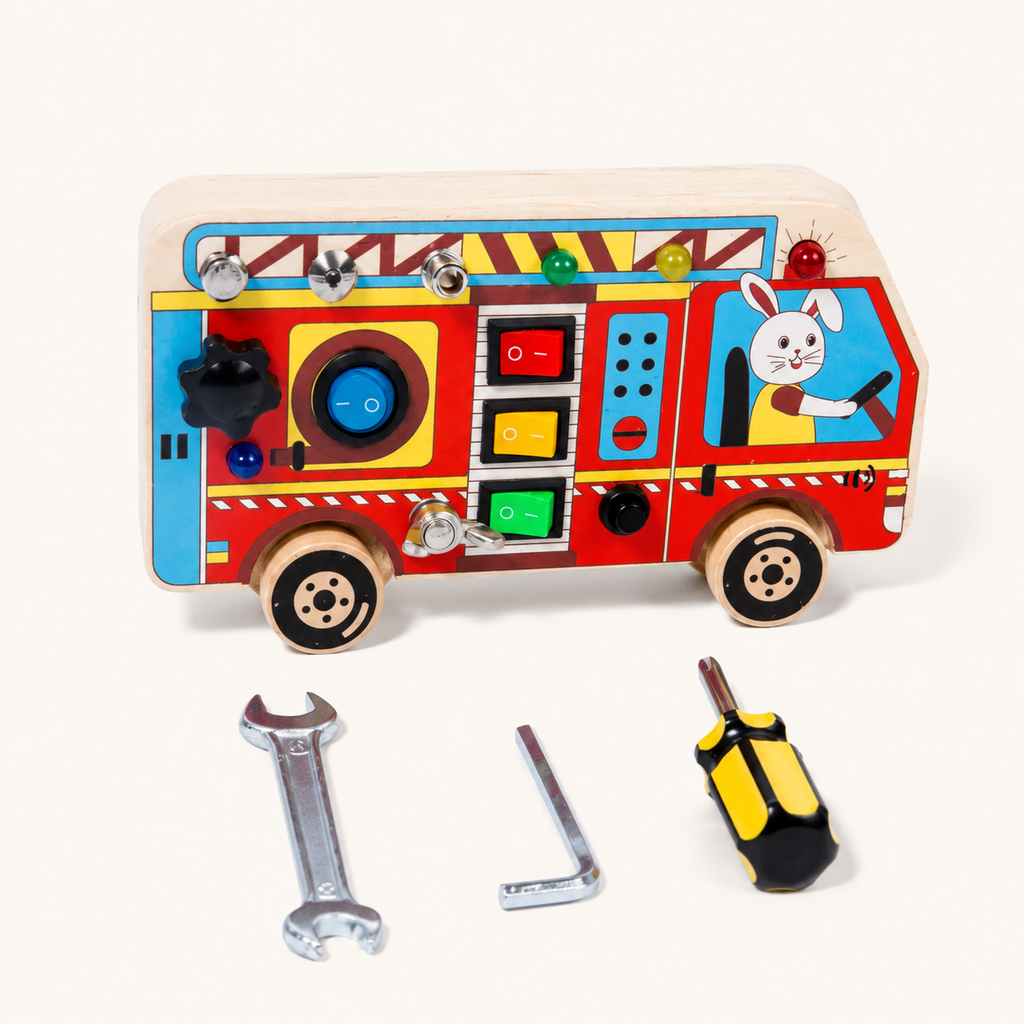 Busy Board Fire Truck with LED Lights & Switches — view 1