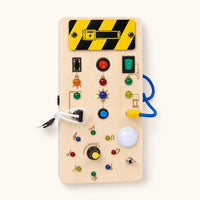 Busy Board LED Interactive Montessori Activity Panel shown complete on a plain background