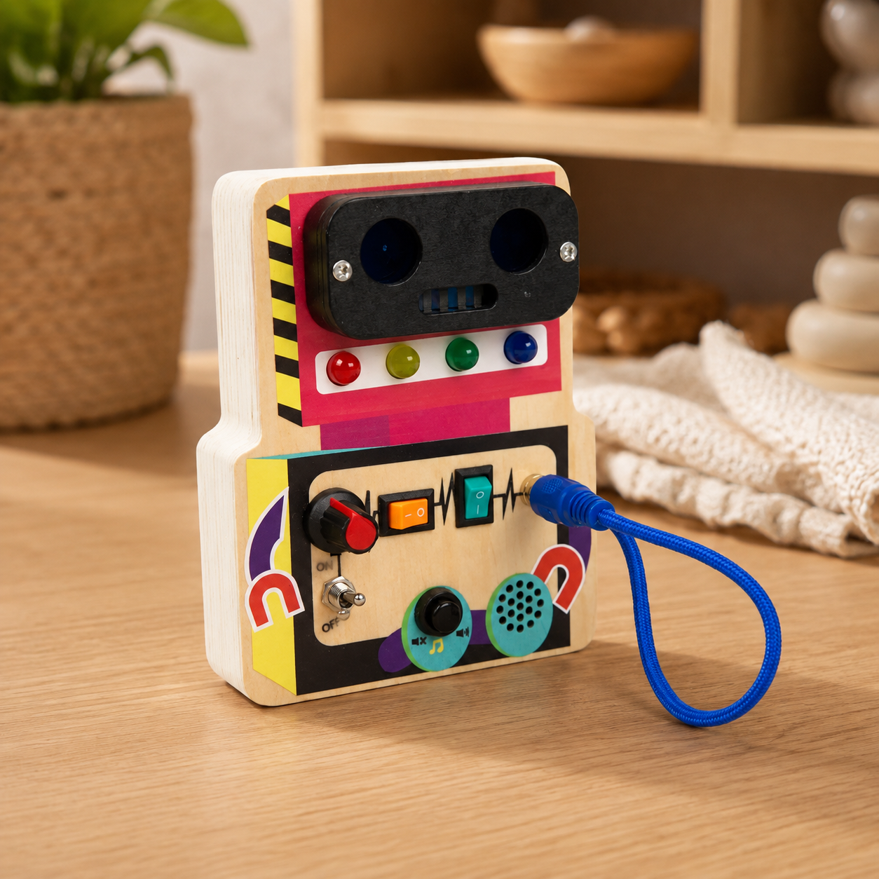 Busy Board Robot LED Switches Montessori Toy — view 3