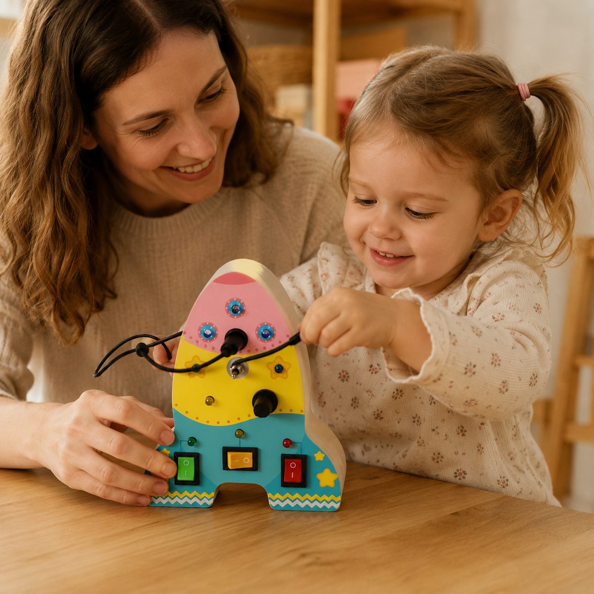 Busy Board Toddler LED Rocket Pink - utilisation