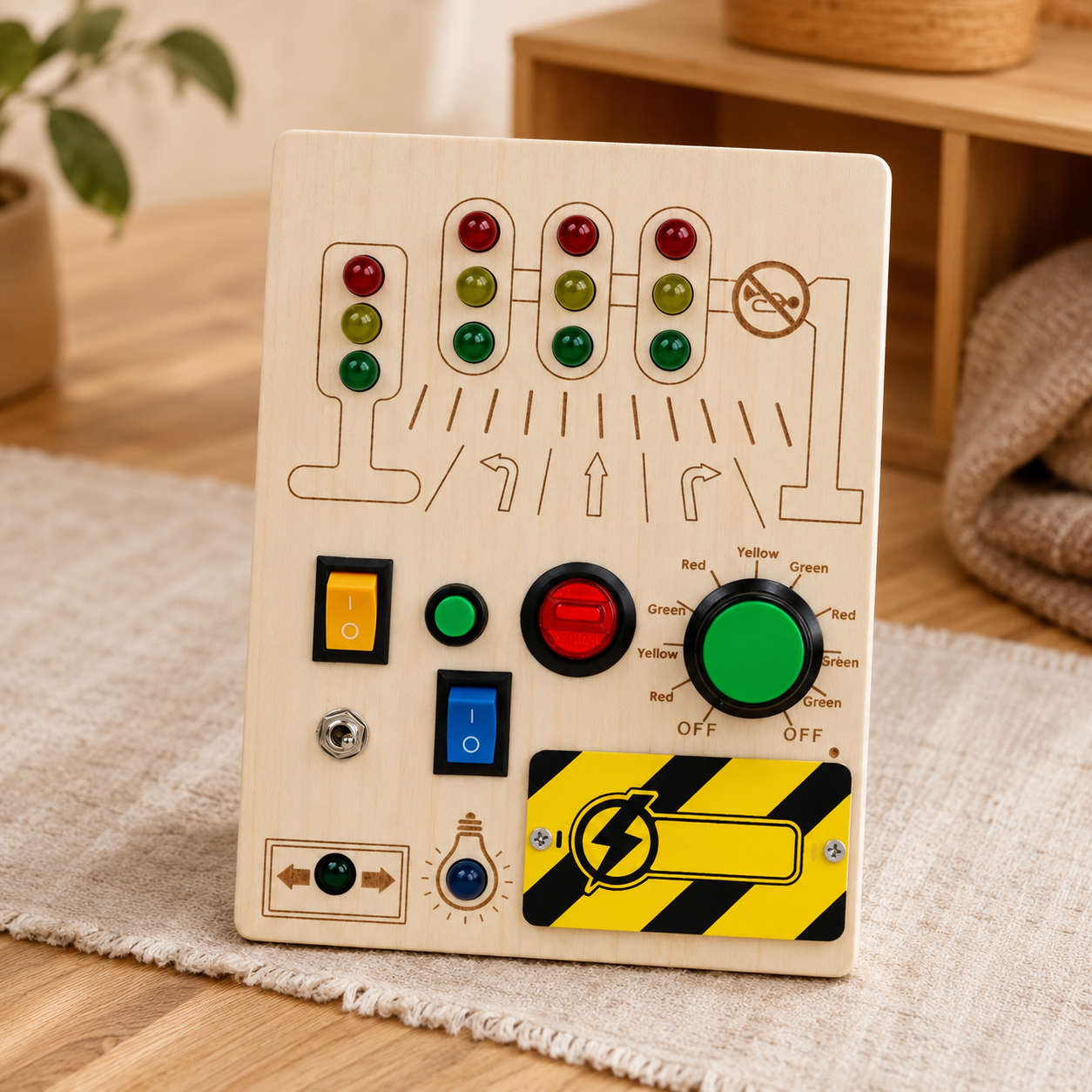 Busy Board Traffic Light LED Switch Toy — view 3