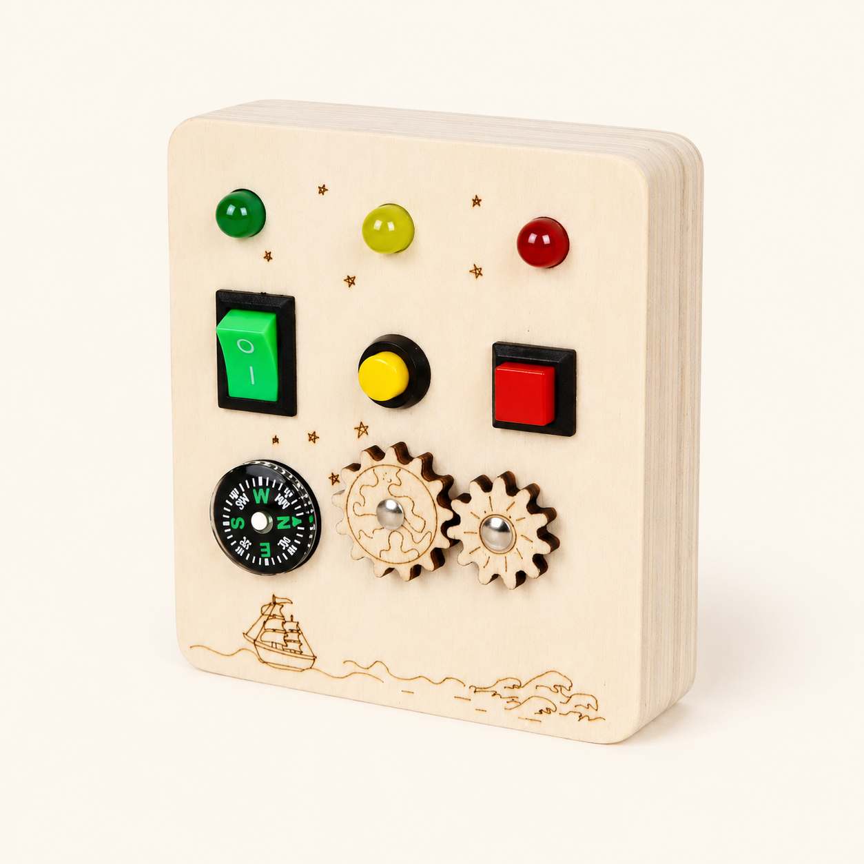 Busy Board Wooden Gear and Compass Toy - image principale