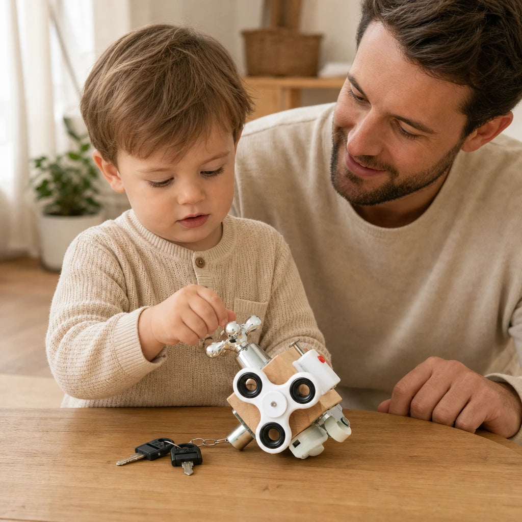 Child playing with the Busy Cube Multi-Activity for Toddlers