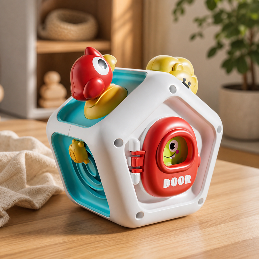 Busy Cube Toddler – Seven-Sided Sensory Toy - objet surface réelle