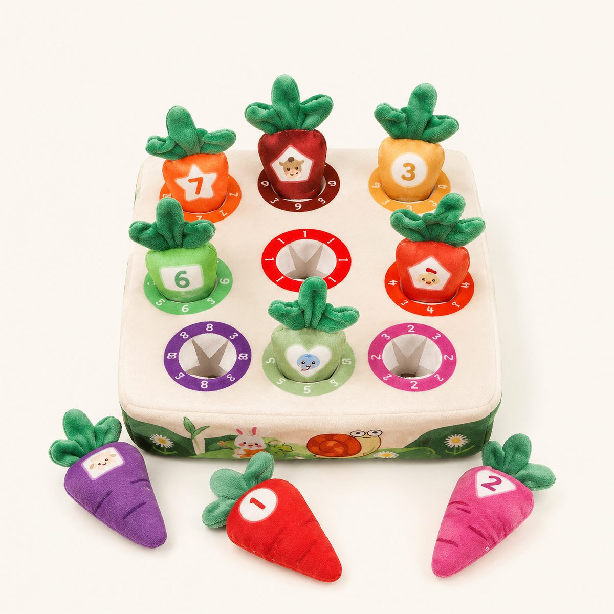 Carrot Pull Toy Garden Sorting Game - 9 carrots set