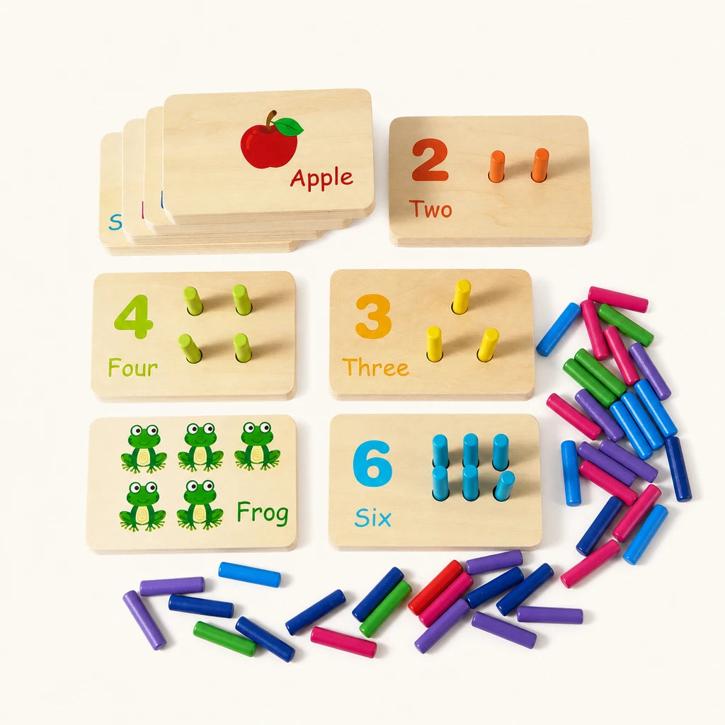 Counting Board with Number Matching Pegs shown complete on a plain background