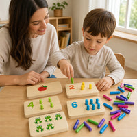 Child playing with the Counting Board with Number Matching Pegs