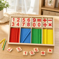 Counting Sticks Wooden Math Learning Set set out on a real table at home