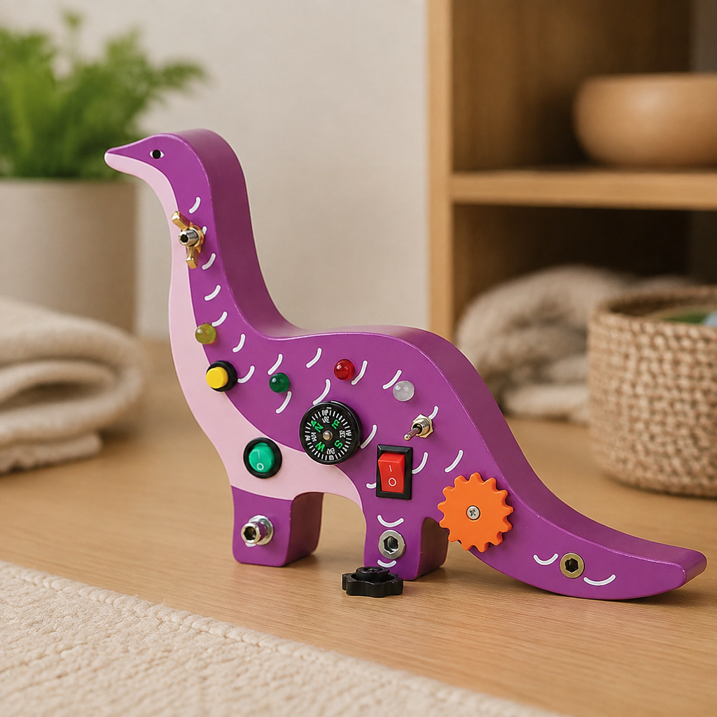 Dinosaur Busy Board Brachiosaurus LED Switches - objet surface réelle