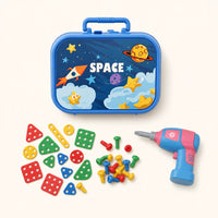 Drill Toy Set Montessori Space Theme 211 Pieces shown complete on a plain background