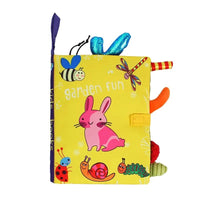 Garden Fun cloth book with rabbit, bee and snail pages