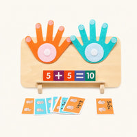 Finger Counting Toy with Wooden Hands & Math Cards shown complete on a plain background