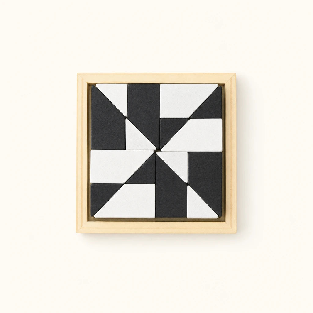 Geometric Shape Puzzle Montessori Wooden Blocks shown complete on a plain background