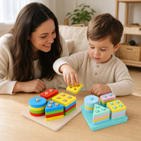 Child playing with the Geometric Stacking Toy with 4 Shapes