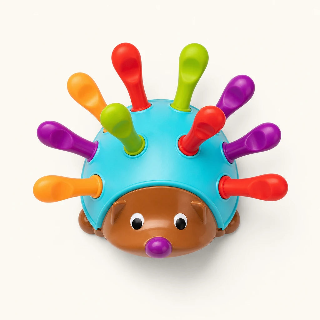 Hedgehog Peg Toy - Montessori Fine Motor shown complete on a plain background