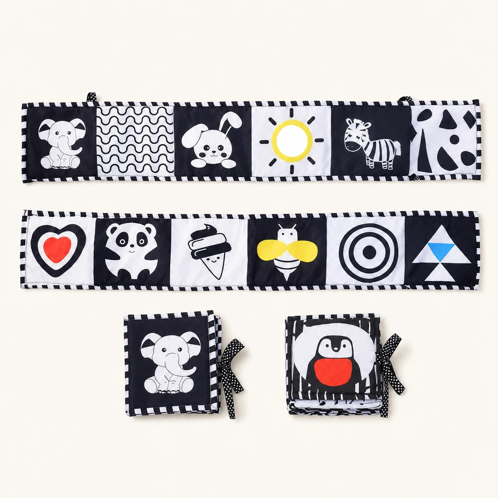 High Contrast Baby Book Black & White shown complete on a plain background