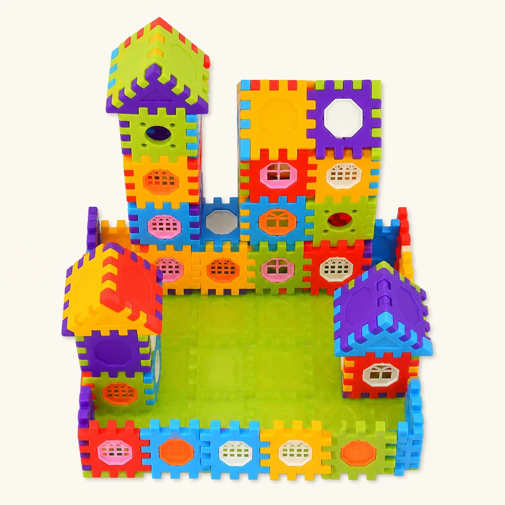 Interlocking Building Blocks - 150 Piece Set shown complete on a plain background