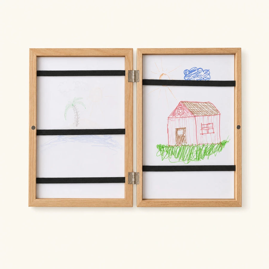 Kids Art Frame Wooden Storage Portfolio shown complete on a plain background