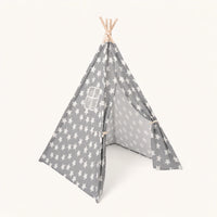 Kids Teepee Tent Star & Cactus Print Indoor Outdoor shown complete on a plain background