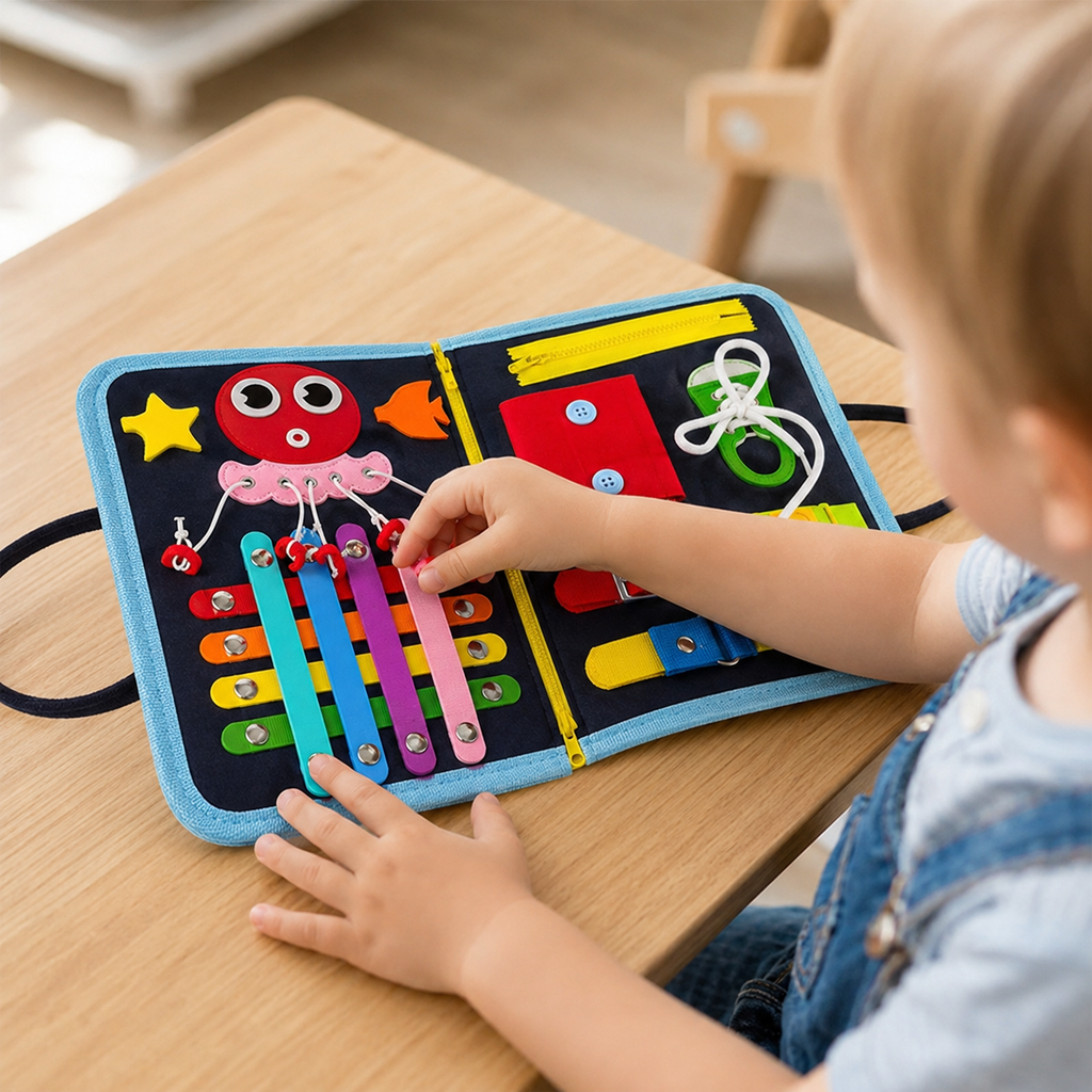 Kids Toys Busy Board Alphabet Learning Activity - utilisation close up