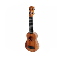Kids ukulele in dark wood, full front view