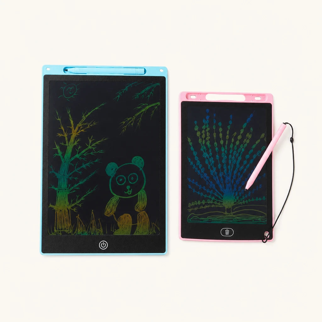 LCD Writing Tablet Colorful Rainbow Screen shown complete on a plain background