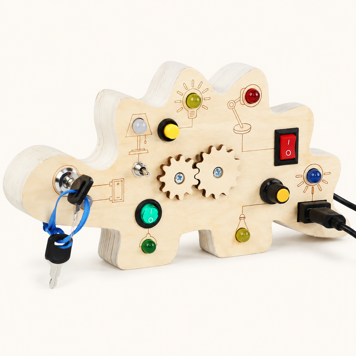 LED Busy Board Dinosaur Switch & Gear Toy - image principale