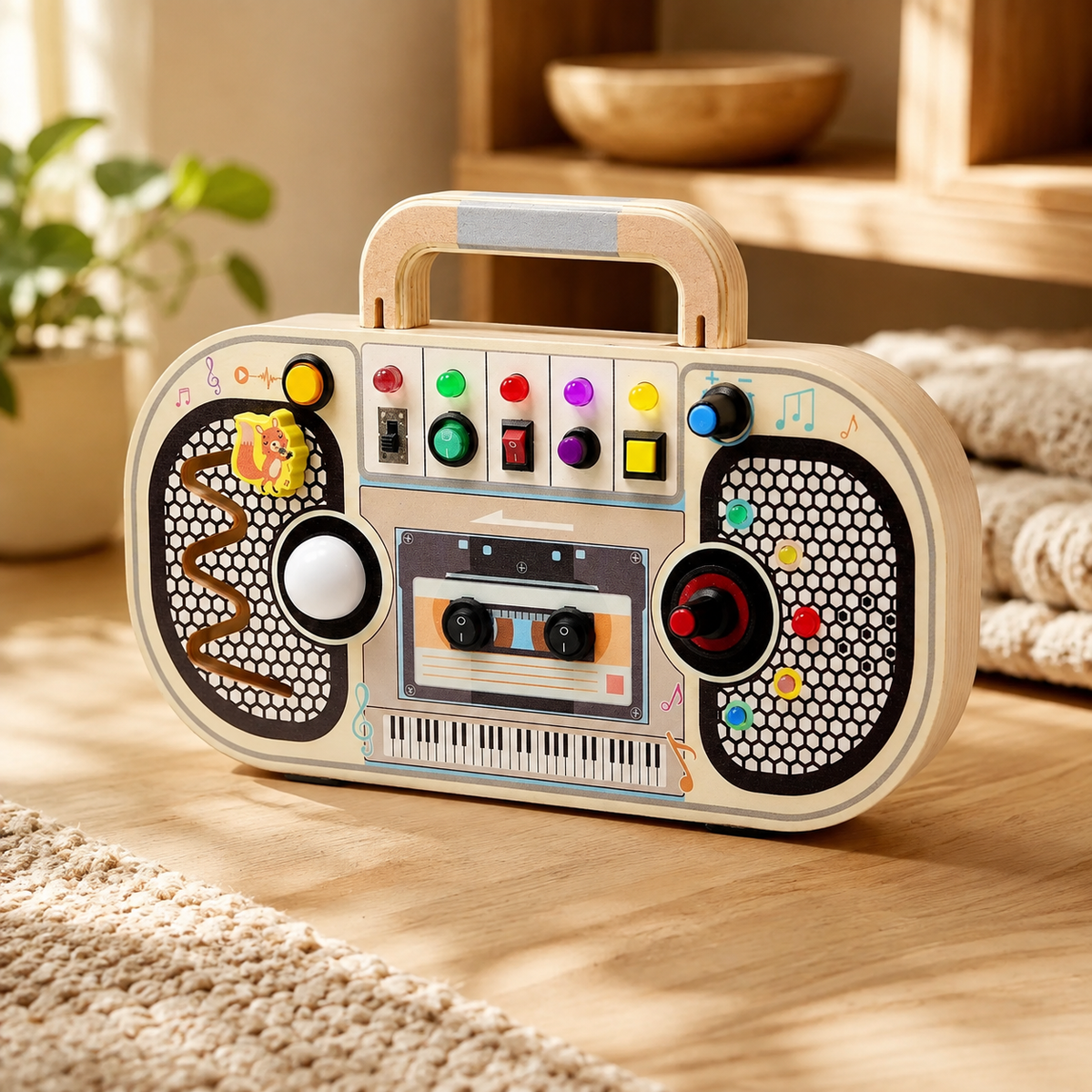 LED Busy Board Retro Radio Toy - objet surface réelle
