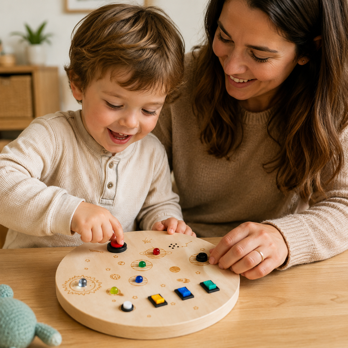 LED Busy Board Round Space Switch Toy - utilisation