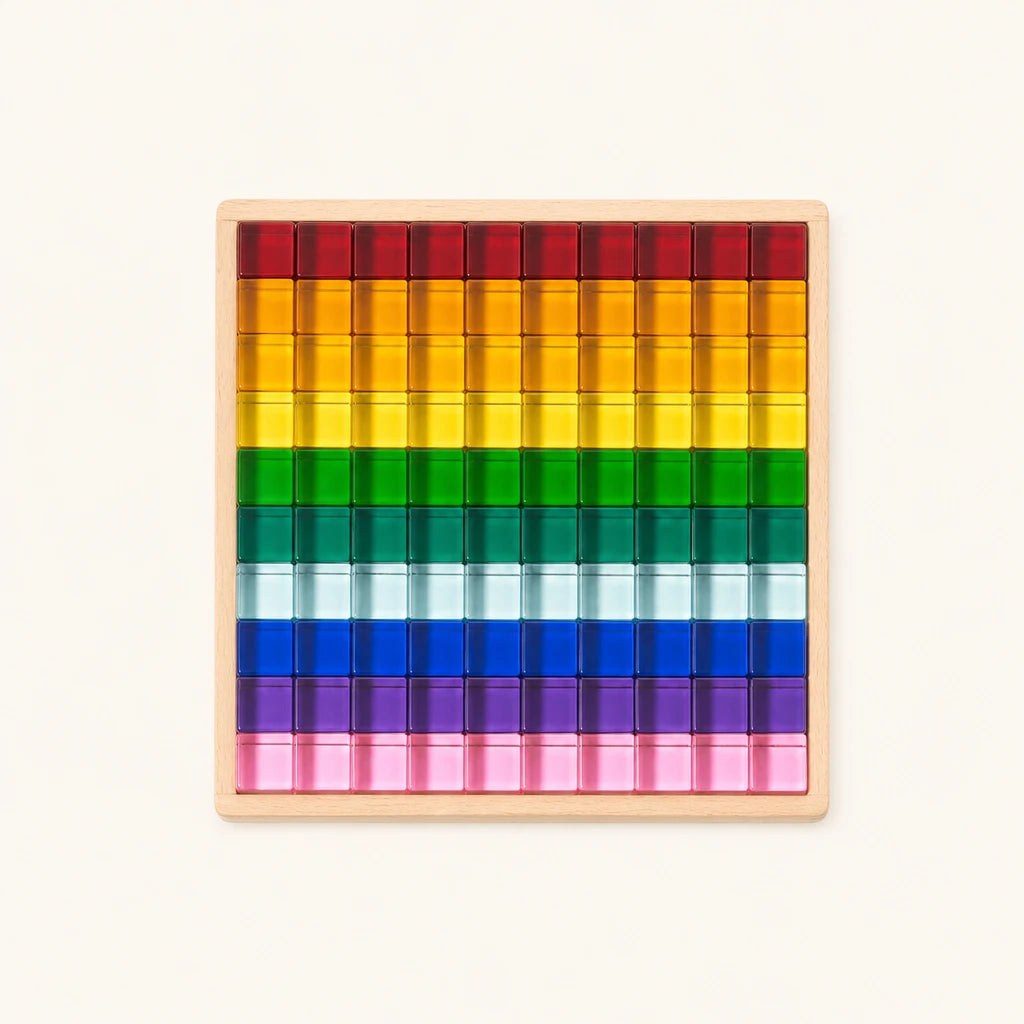 Light Catching Blocks Rainbow Acrylic Set shown complete on a plain background