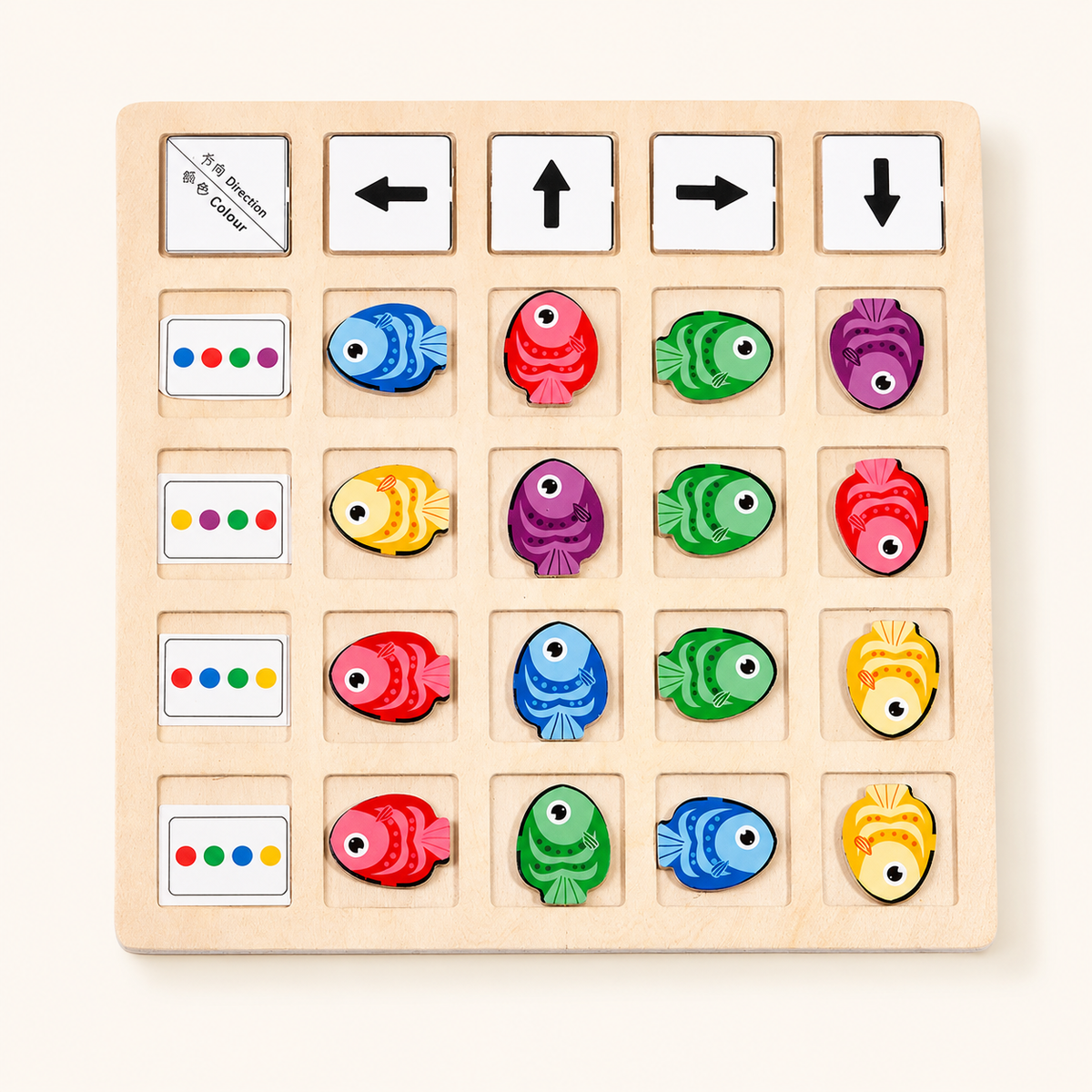 Logic Board Game with Directional Fish Pieces - image principale