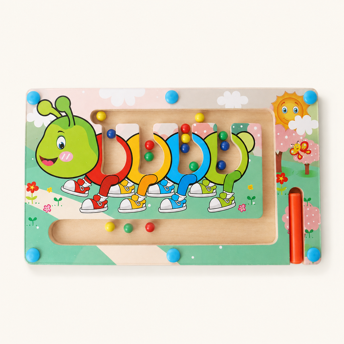 Magnetic Bead Maze Caterpillar Color Matching Board - image principale