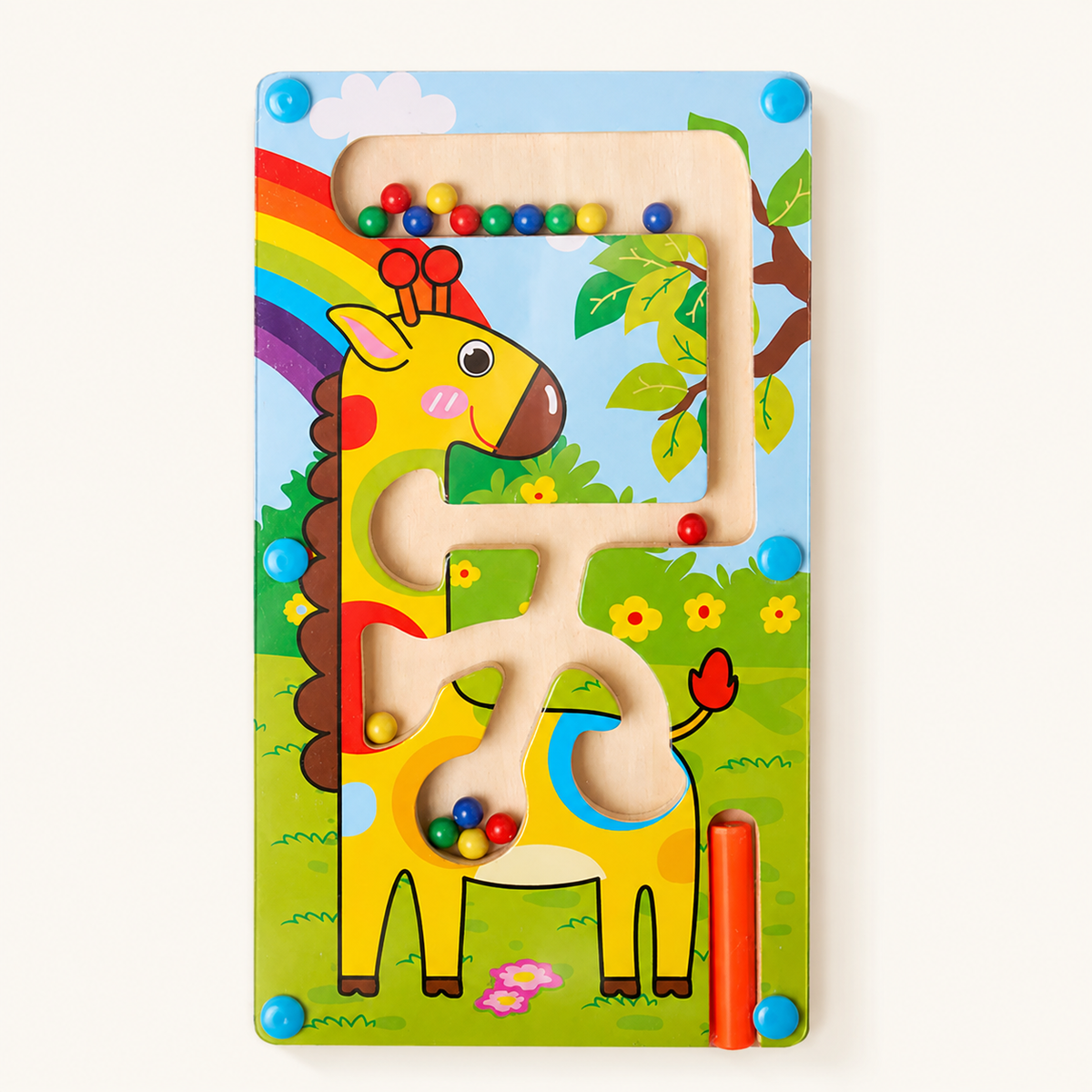 Magnetic Bead Maze Giraffe Wooden Toy - image principale
