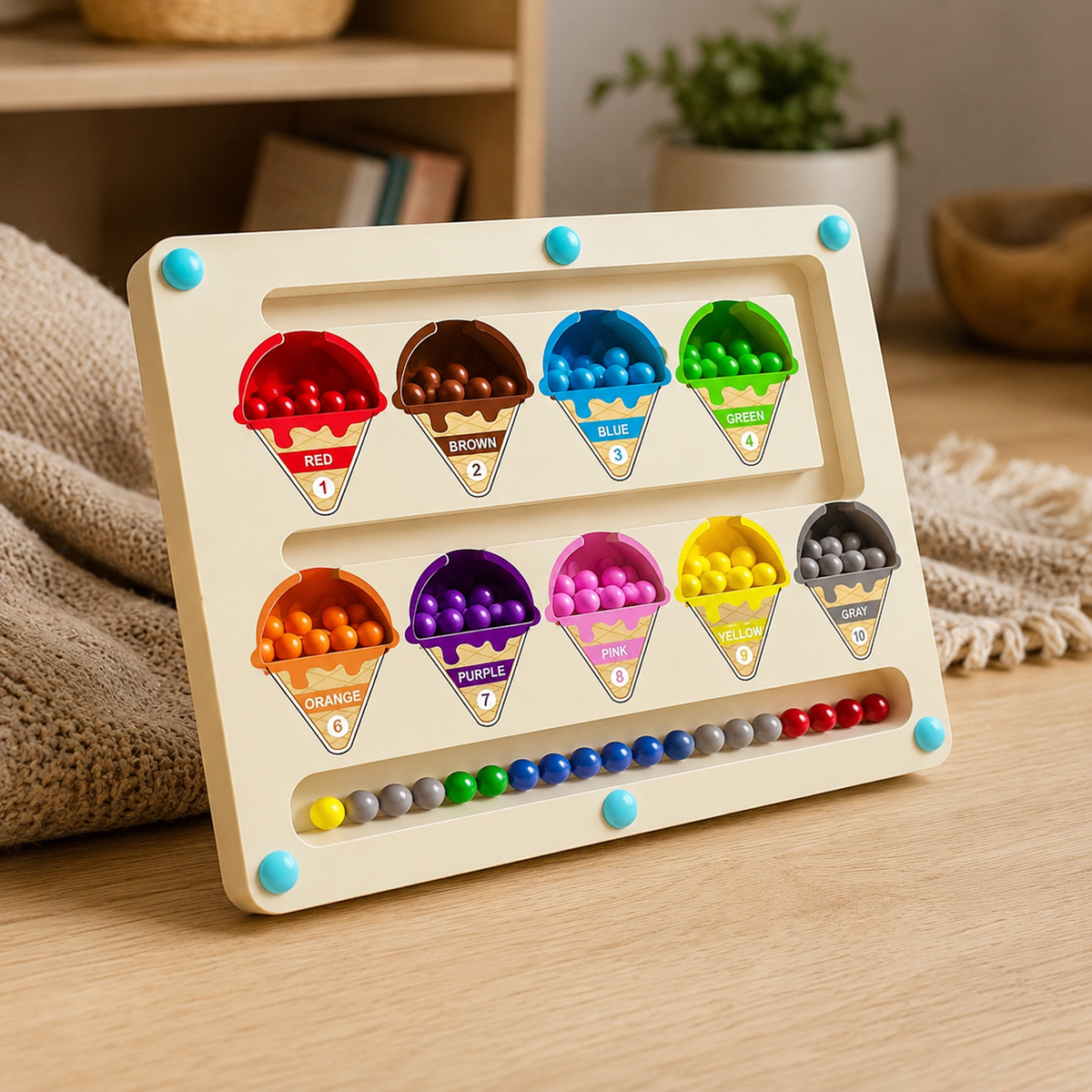 Magnetic Color Maze Ice Cream Sorting Board - objet surface réelle