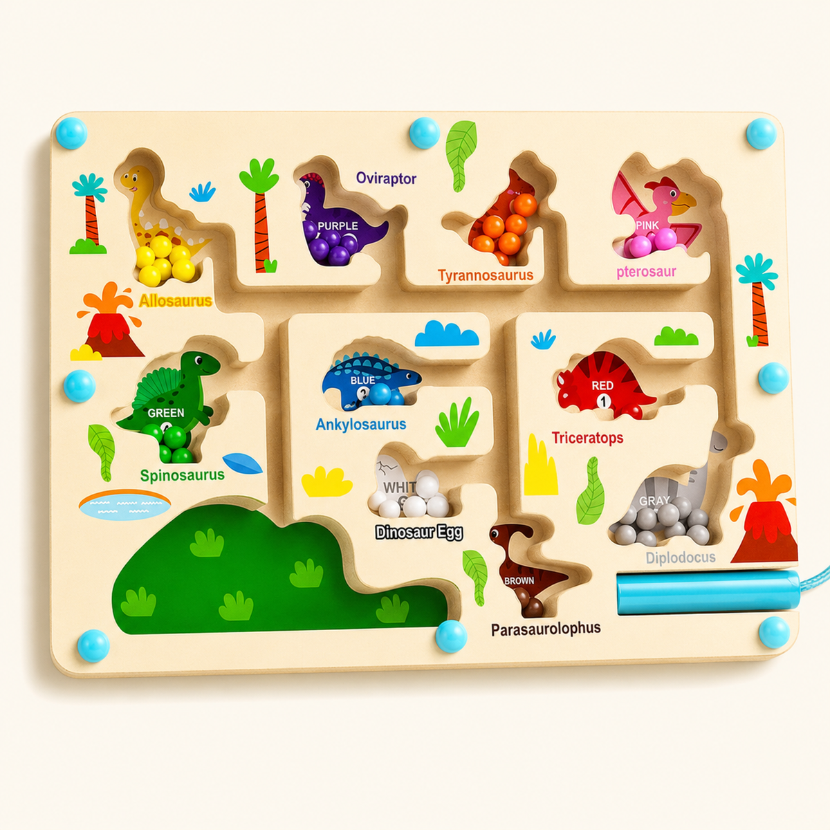 Magnetic Color Maze Ice Cream Sorting Board - Dinosaur