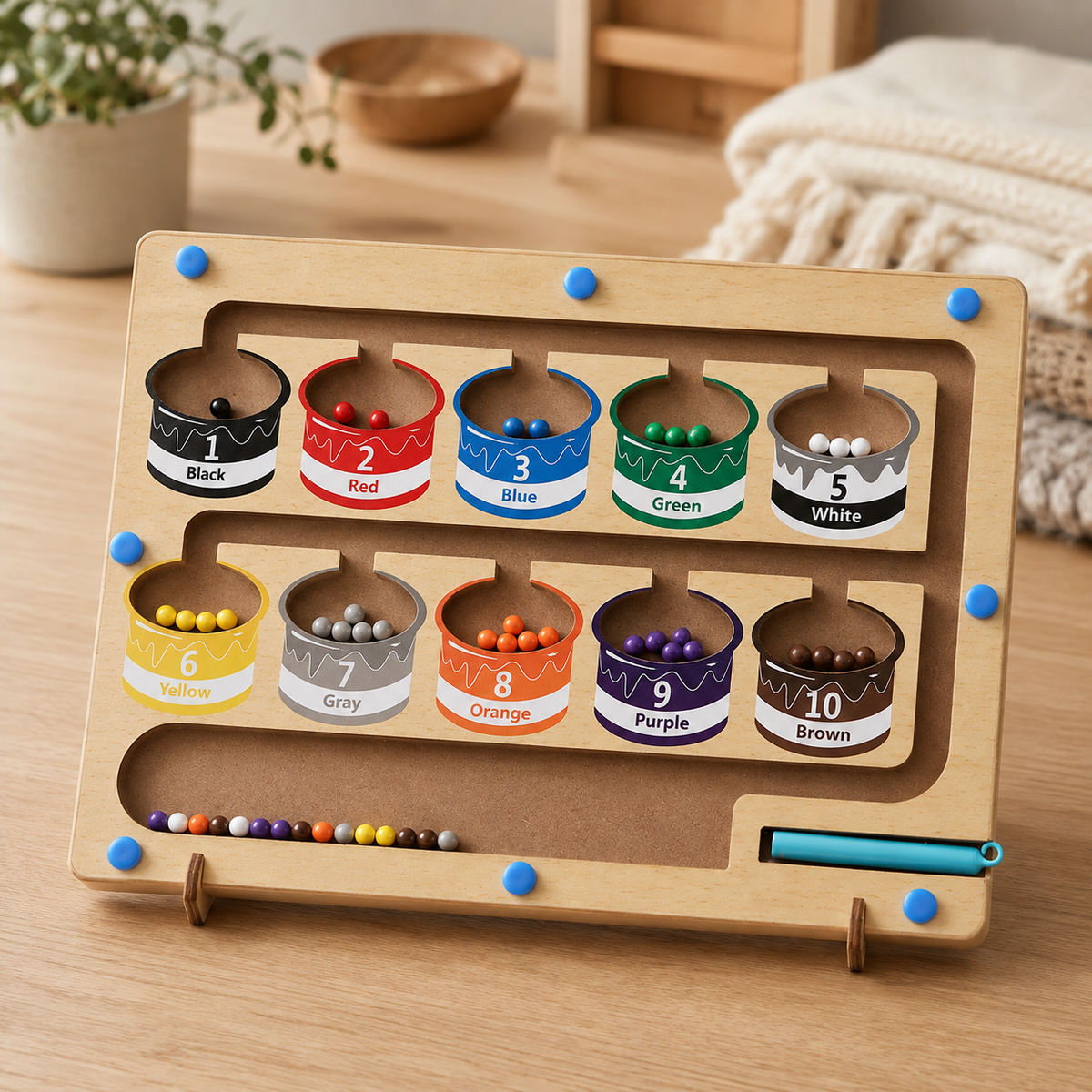Magnetic Counting Board with Colour Sorting Beads - objet surface réelle