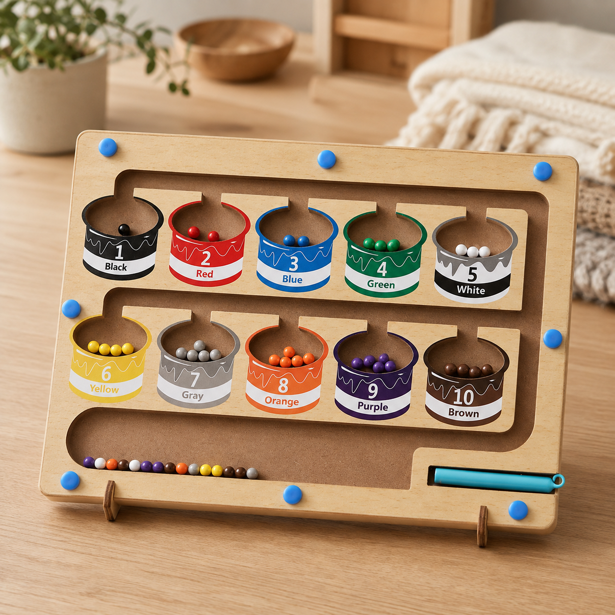 Magnetic Counting Board with Colour Sorting Beads - objet surface réelle