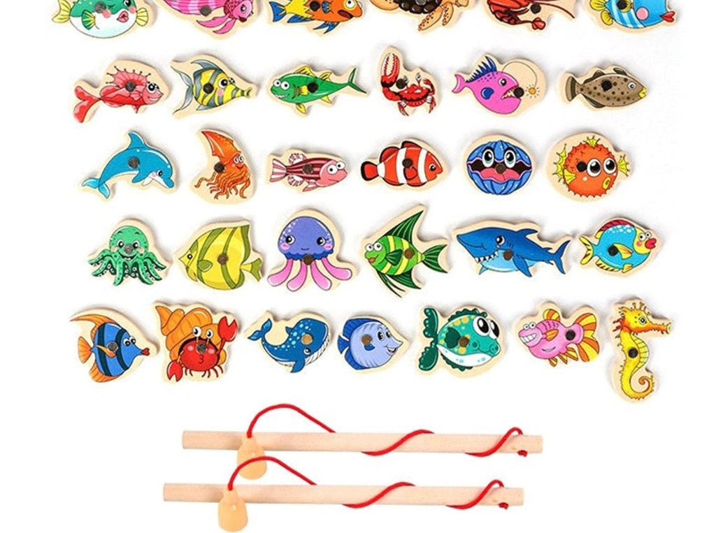 Large set of magnetic sea creatures with two fishing rods