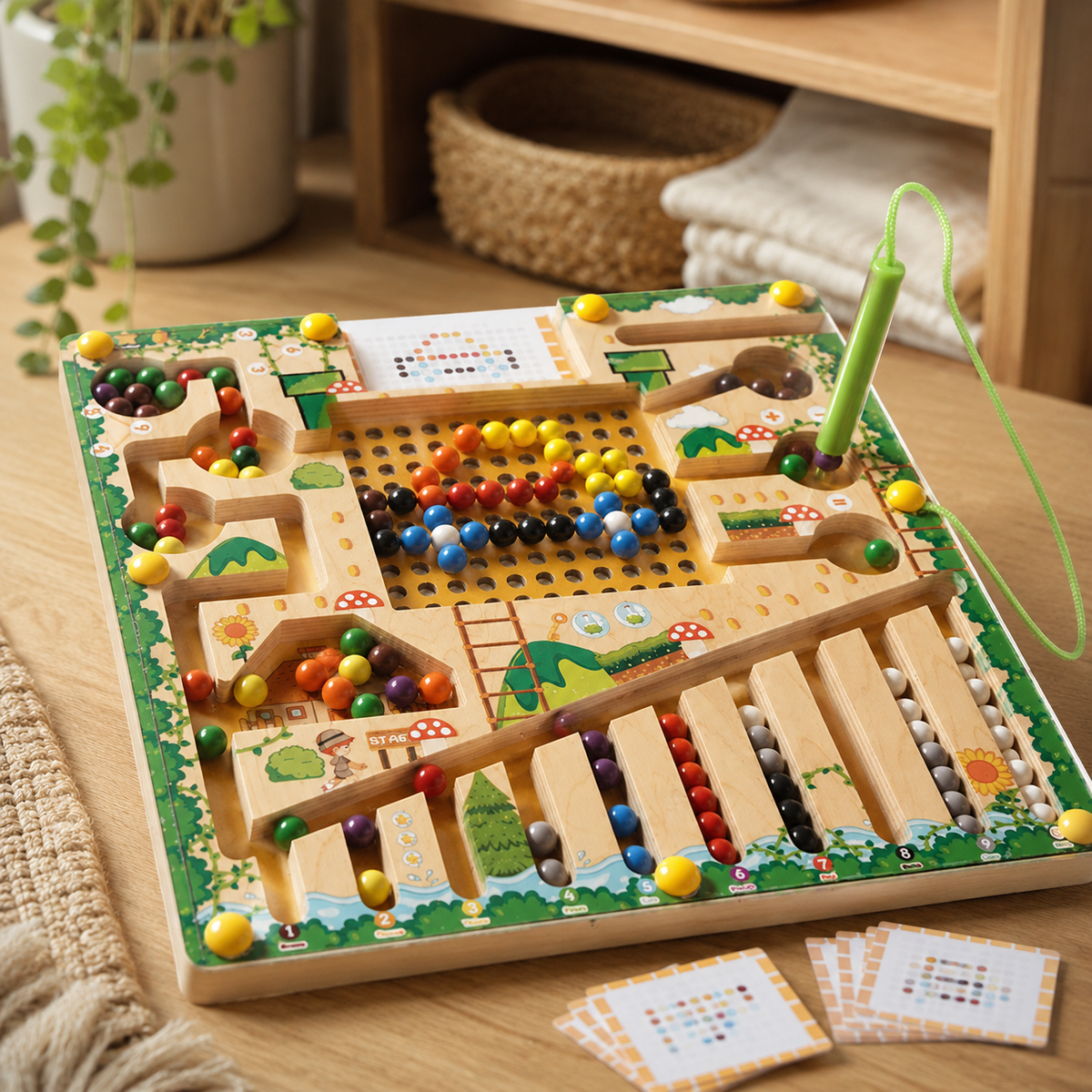 Magnetic Maze Board 2-in-1 Bead Pegboard Set - objet surface réelle