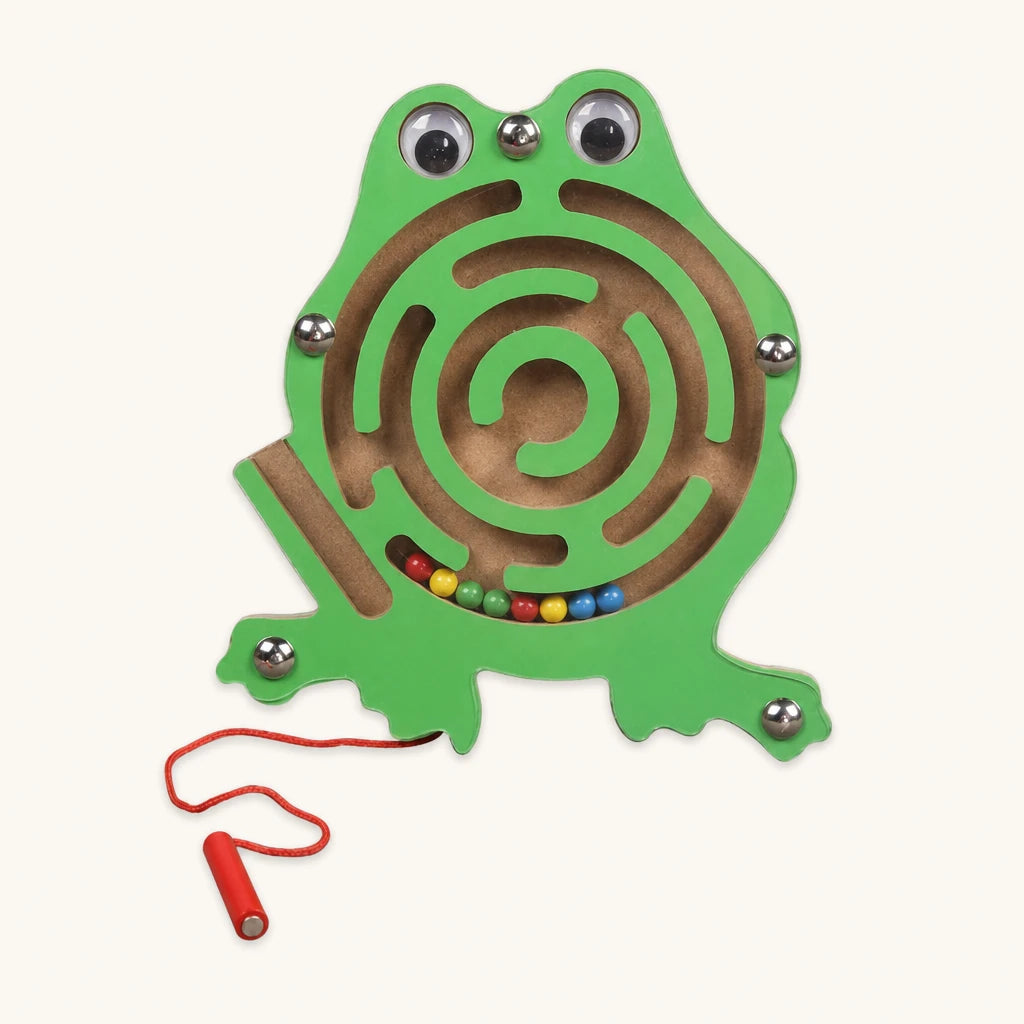 Magnetic Maze Toy - Frog Shape shown complete on a plain background